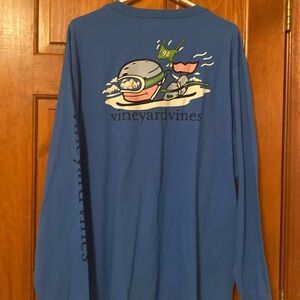 Unisex Vineyard Vines Blue Long Sleeve Whale Racing Down The Slopes Size XL NWT
